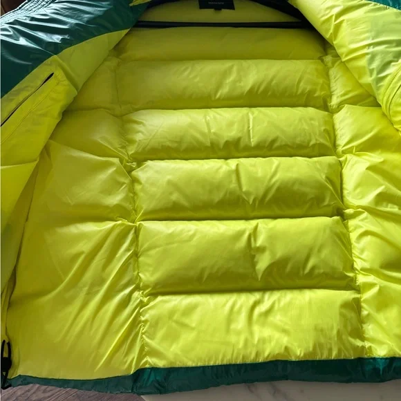 Mackage Teal Shiny Quilted Puffer with Neon Yellow Lining - Picture 4 of 6